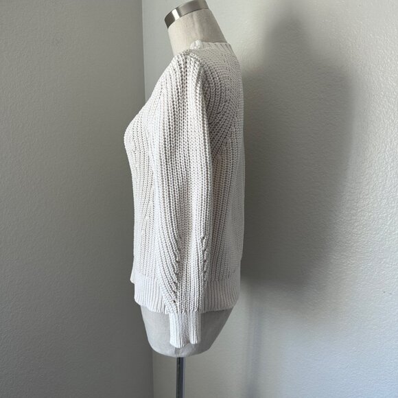 Everlane Cable Rib Knit Sweater Pullover Crew Neck Raglan Sleeve Ivory Sz S - Picture 2 of 5